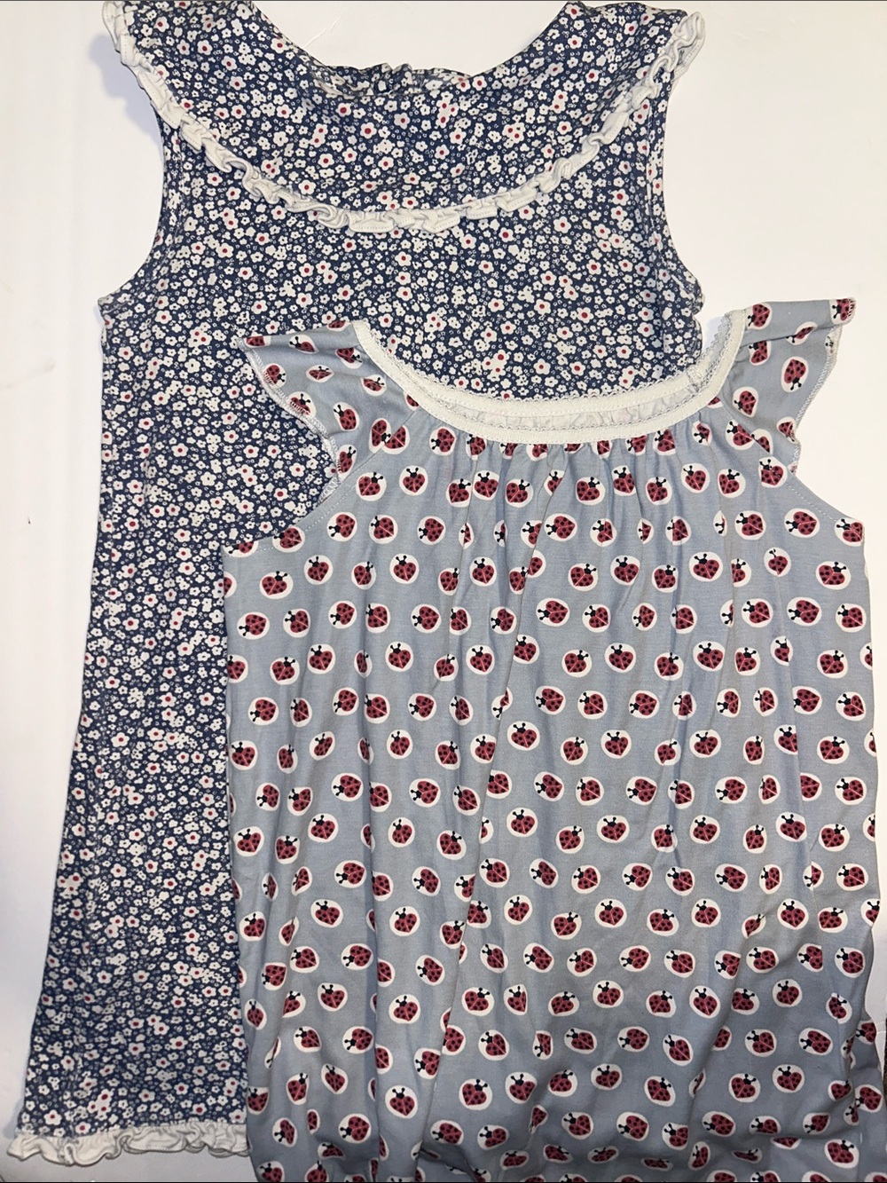 Roller Rabbit Navy Floral and Light Blue Ladybug Nightgown